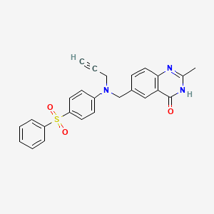 molecular formula C25H21N3O3S B10781680 6-{[(4-Benzenesulfonyl-phenyl)-prop-2-ynyl-amino]-methyl}-2-methyl-3H-quinazolin-4-one 