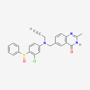 molecular formula C25H20ClN3O2S B10781699 6-{[(4-Benzenesulfinyl-3-chloro-phenyl)-prop-2-ynyl-amino]-methyl}-2-methyl-3H-quinazolin-4-one 