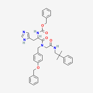 molecular formula C40H43N5O5 B10781816 benzyl N-[3-(1H-imidazol-5-yl)-1-[[2-[(2-methyl-2-phenylpropyl)amino]-2-oxoethyl]-[(4-phenylmethoxyphenyl)methyl]amino]-1-oxopropan-2-yl]carbamate 