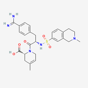 molecular formula C27H33N5O5S B10781889 (2R)-1-[(2S)-3-(4-carbamimidoylphenyl)-2-[(2-methyl-3,4-dihydro-1H-isoquinolin-7-yl)sulfonylamino]propanoyl]-4-methyl-3,6-dihydro-2H-pyridine-2-carboxylic acid 