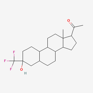 molecular formula C21H31F3O2 B10781958 1-[3-hydroxy-13-methyl-3-(trifluoromethyl)-2,4,5,6,7,8,9,10,11,12,14,15,16,17-tetradecahydro-1H-cyclopenta[a]phenanthren-17-yl]ethanone 
