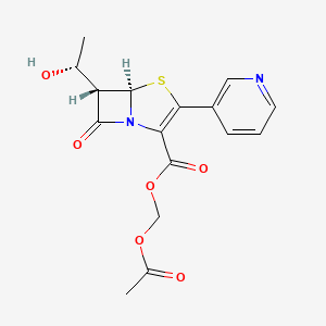 molecular formula C16H16N2O6S B10782408 acetyloxymethyl (5R,6S)-6-[(1R)-1-hydroxyethyl]-7-oxo-3-pyridin-3-yl-4-thia-1-azabicyclo[3.2.0]hept-2-ene-2-carboxylate 