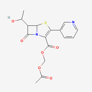 molecular formula C16H16N2O6S B10782424 Acetyloxymethyl 6-(1-hydroxyethyl)-7-oxo-3-pyridin-3-yl-4-thia-1-azabicyclo[3.2.0]hept-2-ene-2-carboxylate 
