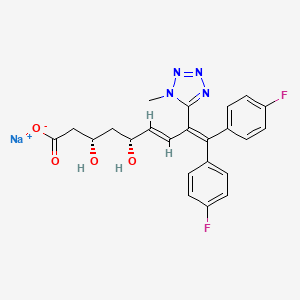 molecular formula C23H21F2N4NaO4 B10782426 sodium;(3S,5R,6E)-9,9-bis(4-fluorophenyl)-3,5-dihydroxy-8-(1-methyltetrazol-5-yl)nona-6,8-dienoate CAS No. 130200-44-1