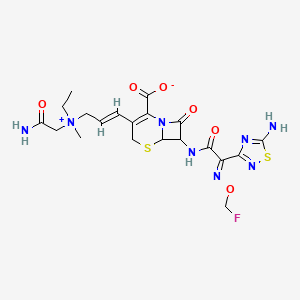 molecular formula C20H25FN8O6S2 B10782447 3-[(E)-3-[(2-amino-2-oxoethyl)-ethyl-methylazaniumyl]prop-1-enyl]-7-[[(2E)-2-(5-amino-1,2,4-thiadiazol-3-yl)-2-(fluoromethoxyimino)acetyl]amino]-8-oxo-5-thia-1-azabicyclo[4.2.0]oct-2-ene-2-carboxylate 