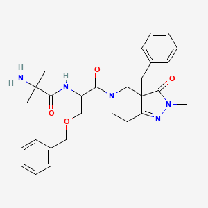 molecular formula C28H35N5O4 B10782466 N-[1-(3a-benzyl-2-methyl-3-oxo-6,7-dihydro-4H-pyrazolo[4,3-c]pyridin-5-yl)-1-oxo-3-phenylmethoxypropan-2-yl]-2-amino-2-methylpropanamide 