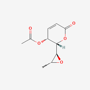 molecular formula C10H12O5 B10782497 [(2S,3R)-2-[(2S,3R)-3-methyloxiran-2-yl]-6-oxo-2,3-dihydropyran-3-yl] acetate 