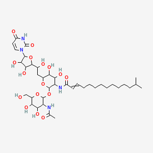 molecular formula C38H62N4O16 B10782770 N-[2-[3-acetamido-4,5-dihydroxy-6-(hydroxymethyl)oxan-2-yl]oxy-6-[2-[5-(2,4-dioxopyrimidin-1-yl)-3,4-dihydroxyoxolan-2-yl]-2-hydroxyethyl]-4,5-dihydroxyoxan-3-yl]-13-methyltetradec-2-enamide 