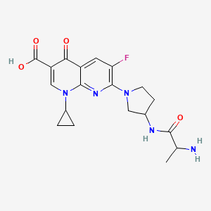 molecular formula C19H22FN5O4 B10783027 7-[3-(2-Aminopropanoylamino)pyrrolidin-1-yl]-1-cyclopropyl-6-fluoro-4-oxo-1,8-naphthyridine-3-carboxylic acid 