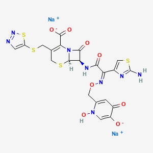 molecular formula C21H16N8Na2O8S4 B10783132 disodium;(6R,7R)-7-[[(2Z)-2-(2-amino-1,3-thiazol-4-yl)-2-[(1-hydroxy-5-oxido-4-oxopyridin-2-yl)methoxyimino]acetyl]amino]-8-oxo-3-(thiadiazol-5-ylsulfanylmethyl)-5-thia-1-azabicyclo[4.2.0]oct-2-ene-2-carboxylate 