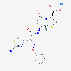 molecular formula C19H24N5NaO5S2 B10783178 sodium;(3S,7R,7aR)-7-[[(2E)-2-(2-amino-1,3-thiazol-4-yl)-2-cyclopentyloxyiminoacetyl]amino]-2,2-dimethyl-5-oxo-3,6,7,7a-tetrahydropyrrolo[2,1-b][1,3]thiazole-3-carboxylate 