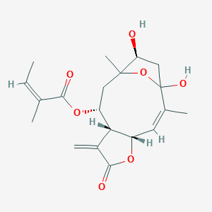molecular formula C20H26O7 B10783219 [(2Z,4S,8R,9R,12S)-1,12-dihydroxy-2,11-dimethyl-7-methylidene-6-oxo-5,14-dioxatricyclo[9.2.1.04,8]tetradec-2-en-9-yl] (Z)-2-methylbut-2-enoate 
