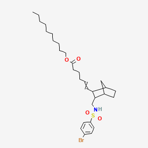 molecular formula C30H46BrNO4S B10783240 Decyl 6-[3-[[(4-bromophenyl)sulfonylamino]methyl]-2-bicyclo[2.2.1]heptanyl]hex-5-enoate 