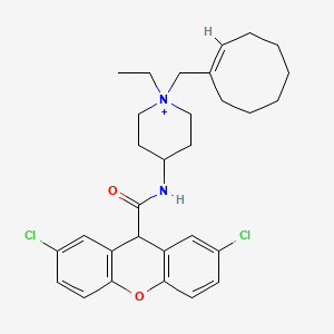molecular formula C30H37Cl2N2O2+ B10783316 2,7-dichloro-N-[1-[[(1E)-cycloocten-1-yl]methyl]-1-ethylpiperidin-1-ium-4-yl]-9H-xanthene-9-carboxamide CAS No. 765882-14-2