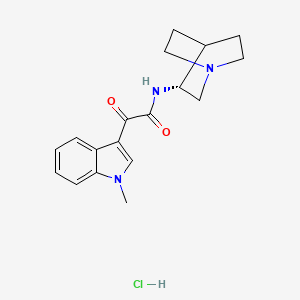 molecular formula C18H22ClN3O2 B10783343 N-[(3R)-1-azabicyclo[2.2.2]octan-3-yl]-2-(1-methylindol-3-yl)-2-oxoacetamide;hydrochloride 