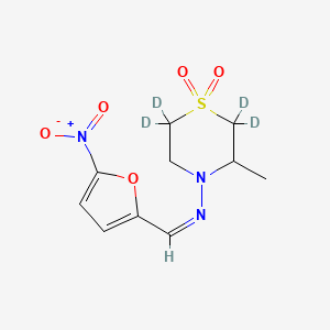 molecular formula C10H13N3O5S B10783435 (Z)-1-(5-nitrofuran-2-yl)-N-(2,2,6,6-tetradeuterio-3-methyl-1,1-dioxo-1,4-thiazinan-4-yl)methanimine 