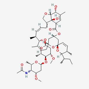 molecular formula C50H75NO14 B10783512 N-[(2S,3R,4S,6S)-6-[(2S,3S,4S,6R)-6-[(1'R,2R,3S,4'S,6S,8'R,10'Z,12'S,13'S,14'Z,20'R,21'R,24'S)-2-[(2S)-butan-2-yl]-21',24'-dihydroxy-3,11',13',22'-tetramethyl-2'-oxospiro[2,3-dihydropyran-6,6'-3,7,19-trioxatetracyclo[15.6.1.14,8.020,24]pentacosa-10,14,16,22-tetraene]-12'-yl]oxy-4-methoxy-2-methyloxan-3-yl]oxy-4-methoxy-2-methyloxan-3-yl]acetamide 