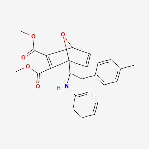 molecular formula C25H25NO5 B10783554 Dimethyl 1-[1-anilino-2-(4-methylphenyl)ethyl]-7-oxabicyclo[2.2.1]hepta-2,5-diene-2,3-dicarboxylate 