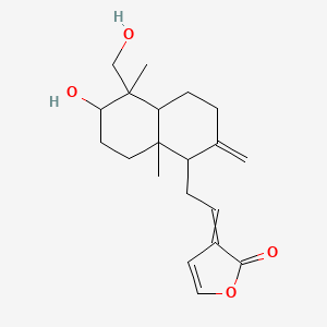 molecular formula C20H28O4 B10783695 3-[2-[6-hydroxy-5-(hydroxymethyl)-5,8a-dimethyl-2-methylidene-3,4,4a,6,7,8-hexahydro-1H-naphthalen-1-yl]ethylidene]furan-2-one 