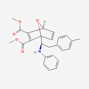 molecular formula C25H25NO5 B10783708 dimethyl (4S)-1-[(1R)-1-anilino-2-(4-methylphenyl)ethyl]-7-oxabicyclo[2.2.1]hepta-2,5-diene-2,3-dicarboxylate 