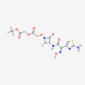 molecular formula C18H25N5O8S B10783761 tert-butyl 2-[2-[3-[[2-(2-amino-1,3-thiazol-4-yl)-2-methoxyiminoacetyl]amino]-2-methyl-4-oxoazetidin-1-yl]oxyacetyl]oxyacetate 