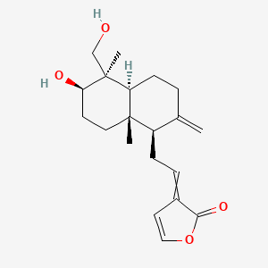 molecular formula C20H28O4 B10783786 3-[2-[(1R,4aS,5R,6R,8aS)-6-hydroxy-5-(hydroxymethyl)-5,8a-dimethyl-2-methylidene-3,4,4a,6,7,8-hexahydro-1H-naphthalen-1-yl]ethylidene]furan-2-one 