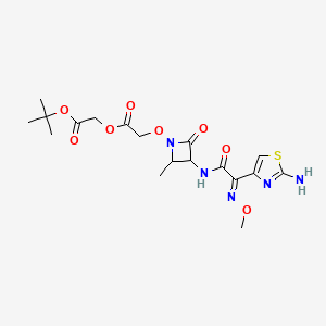molecular formula C18H25N5O8S B10783801 tert-butyl 2-[2-[3-[[(2E)-2-(2-amino-1,3-thiazol-4-yl)-2-methoxyiminoacetyl]amino]-2-methyl-4-oxoazetidin-1-yl]oxyacetyl]oxyacetate 