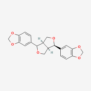 molecular formula C20H18O6 B10783849 5-[(3aR,6R,6aR)-3-(1,3-benzodioxol-5-yl)-1,3,3a,4,6,6a-hexahydrofuro[3,4-c]furan-6-yl]-1,3-benzodioxole 
