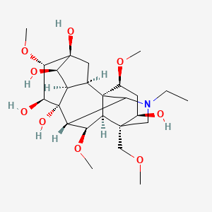 molecular formula C25H41NO9 B10783855 (1S,2R,3R,4R,5S,6S,7S,8R,9R,13R,14R,16S,17S,18R)-11-ethyl-6,16,18-trimethoxy-13-(methoxymethyl)-11-azahexacyclo[7.7.2.12,5.01,10.03,8.013,17]nonadecane-4,5,7,8,14-pentol 