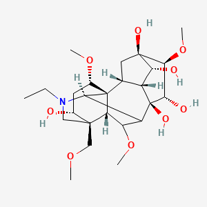 molecular formula C25H41NO9 B10783889 (1S,2R,3R,4R,5R,6S,7S,8R,10R,13R,14R,16S,17S,18R)-11-ethyl-6,16,18-trimethoxy-13-(methoxymethyl)-11-azahexacyclo[7.7.2.12,5.01,10.03,8.013,17]nonadecane-4,5,7,8,14-pentol 