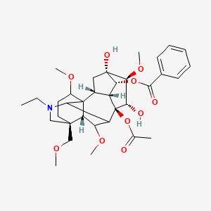 molecular formula C34H47NO10 B10783948 [(2R,3R,4R,5S,6S,7S,8R,13S,16S,17R,18R)-8-acetyloxy-11-ethyl-5,7-dihydroxy-6,16,18-trimethoxy-13-(methoxymethyl)-11-azahexacyclo[7.7.2.12,5.01,10.03,8.013,17]nonadecan-4-yl] benzoate 