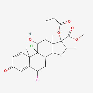 molecular formula C25H32ClFO6 B10783965 Methyl 9-chloro-6-fluoro-11-hydroxy-10,13,16-trimethyl-3-oxo-17-propanoyloxy-6,7,8,11,12,14,15,16-octahydrocyclopenta[a]phenanthrene-17-carboxylate 