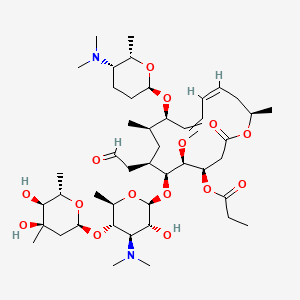 molecular formula C46H78N2O15 B10784062 [(4R,5S,6S,7R,9R,10R,13Z,16R)-6-[(2S,3R,4R,5S,6R)-5-[(2S,4R,5S,6S)-4,5-dihydroxy-4,6-dimethyloxan-2-yl]oxy-4-(dimethylamino)-3-hydroxy-6-methyloxan-2-yl]oxy-10-[(2R,5S,6S)-5-(dimethylamino)-6-methyloxan-2-yl]oxy-5-methoxy-9,16-dimethyl-2-oxo-7-(2-oxoethyl)-1-oxacyclohexadeca-11,13-dien-4-yl] propanoate 