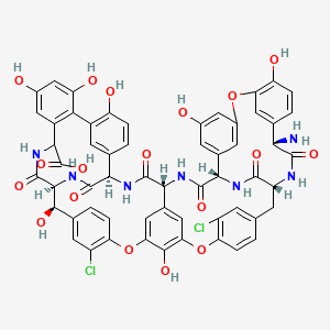 molecular formula C58H45Cl2N7O18 B10784067 (1S,2R,19R,22R,34S,37R,40R)-22-amino-5,15-dichloro-2,26,31,44,47,49,64-heptahydroxy-21,35,38,54,56,59-hexaoxo-7,13,28-trioxa-20,36,39,53,55,58-hexazaundecacyclo[38.14.2.23,6.214,17.219,34.18,12.123,27.129,33.141,45.010,37.046,51]hexahexaconta-3,5,8,10,12(64),14,16,23(61),24,26,29(60),30,32,41(57),42,44,46(51),47,49,62,65-henicosaene-52-carboxylic acid 