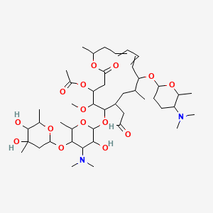 molecular formula C45H76N2O15 B10784092 [6-[5-(4,5-Dihydroxy-4,6-dimethyloxan-2-yl)oxy-4-(dimethylamino)-3-hydroxy-6-methyloxan-2-yl]oxy-10-[5-(dimethylamino)-6-methyloxan-2-yl]oxy-5-methoxy-9,16-dimethyl-2-oxo-7-(2-oxoethyl)-1-oxacyclohexadeca-11,13-dien-4-yl] acetate 
