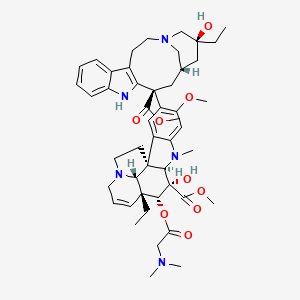 molecular formula C48H63N5O9 B10784216 methyl (1R,9R,10S,11R,12R,19R)-11-[2-(dimethylamino)acetyl]oxy-12-ethyl-4-[(13S,15S,17S)-17-ethyl-17-hydroxy-13-methoxycarbonyl-1,11-diazatetracyclo[13.3.1.04,12.05,10]nonadeca-4(12),5,7,9-tetraen-13-yl]-10-hydroxy-5-methoxy-8-methyl-8,16-diazapentacyclo[10.6.1.01,9.02,7.016,19]nonadeca-2,4,6,13-tetraene-10-carboxylate 
