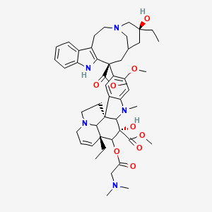 molecular formula C48H63N5O9 B10784268 methyl (1R,10S,12R)-11-[2-(dimethylamino)acetyl]oxy-12-ethyl-4-[(13S,17S)-17-ethyl-17-hydroxy-13-methoxycarbonyl-1,11-diazatetracyclo[13.3.1.04,12.05,10]nonadeca-4(12),5,7,9-tetraen-13-yl]-10-hydroxy-5-methoxy-8-methyl-8,16-diazapentacyclo[10.6.1.01,9.02,7.016,19]nonadeca-2,4,6,13-tetraene-10-carboxylate 
