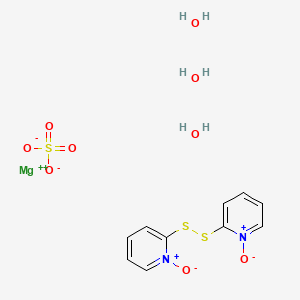 molecular formula C10H8MgN2O6S3.3H2O<br>C10H14MgN2O9S3 B10784314 Bispyrithione magsulfex CAS No. 67182-81-4