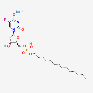 molecular formula C23H39FN2NaO8P B10784406 sodium;5-fluoro-1-[(2R,4S,5R)-4-hydroxy-5-[[hydroxy(tetradecoxy)phosphoryl]oxymethyl]oxolan-2-yl]-2-oxopyrimidin-4-olate 