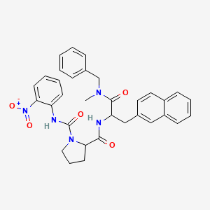 molecular formula C33H33N5O5 B10784458 N2-[1-[methyl-(phenylmethyl)amino]-3-(2-naphthalenyl)-1-oxopropan-2-yl]-N1-(2-nitrophenyl)pyrrolidine-1,2-dicarboxamide 