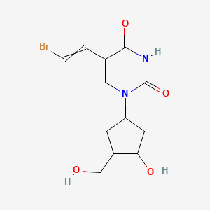 molecular formula C12H15BrN2O4 B10784527 5-(2-Bromoethenyl)-1-[3-hydroxy-4-(hydroxymethyl)cyclopentyl]pyrimidine-2,4-dione 