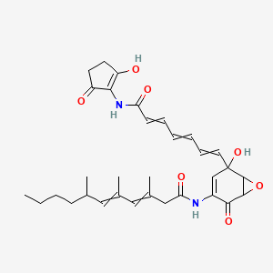 molecular formula C32H40N2O7 B10785469 N-[5-hydroxy-5-[7-[(2-hydroxy-5-oxocyclopenten-1-yl)amino]-7-oxohepta-1,3,5-trienyl]-2-oxo-7-oxabicyclo[4.1.0]hept-3-en-3-yl]-3,5,7-trimethylundeca-3,5-dienamide 