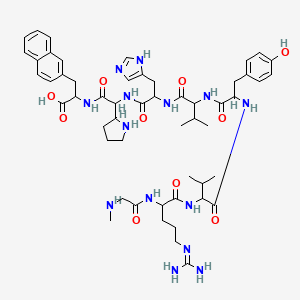 molecular formula C53H74N14O10 B10785624 H-Sar-DL-Arg-DL-Val-DL-Tyr-DL-Val-DL-His-DL-Gly(pyrrolidin-2-yl)(pyrrolidin-2-yl)-DL-2Nal-OH 