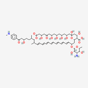 molecular formula C59H86N2O19 B10785651 33-(4-Amino-3,5-dihydroxy-6-methyloxan-2-yl)oxy-1,3,5,7,9,13,37-heptahydroxy-17-[5-hydroxy-7-[4-(methylamino)phenyl]-7-oxoheptan-2-yl]-18-methyl-11,15-dioxo-16,39-dioxabicyclo[33.3.1]nonatriaconta-19,21,23,25,27,29,31-heptaene-36-carboxylic acid 