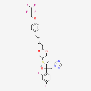 molecular formula C29H29F6N3O4S B10785763 2-(2,4-Difluorophenyl)-3-[[2-[4-[4-(2,2,3,3-tetrafluoropropoxy)phenyl]buta-1,3-dienyl]-1,3-dioxan-5-yl]sulfanyl]-1-(1,2,4-triazol-1-yl)butan-2-ol 