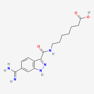 molecular formula C16H21N5O3 B10785843 7-[(6-Carbamimidoyl-1H-indazole-3-carbonyl)-amino]-heptanoic acid 