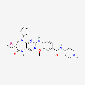molecular formula C29H40FN7O3 B10786165 4-[[(7R)-9-cyclopentyl-7-ethyl-7-fluoro-5-methyl-6-oxo-8H-pyrimido[4,5-b][1,4]diazepin-2-yl]amino]-3-methoxy-N-(1-methylpiperidin-4-yl)benzamide 