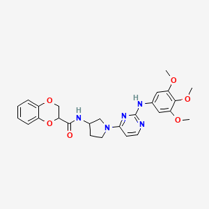 molecular formula C26H29N5O6 B10786393 N-[1-[2-(3,4,5-trimethoxyanilino)pyrimidin-4-yl]pyrrolidin-3-yl]-2,3-dihydro-1,4-benzodioxine-3-carboxamide 
