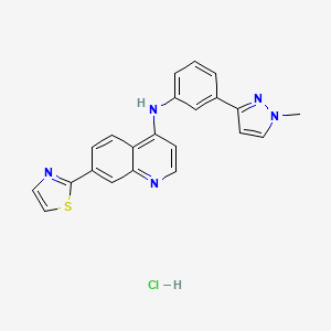 molecular formula C22H18ClN5S B10786434 N-[3-(1-methylpyrazol-3-yl)phenyl]-7-(1,3-thiazol-2-yl)quinolin-4-amine;hydrochloride 