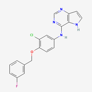 molecular formula C19H14ClFN4O B10786576 N-(3-Chloro-4-((3-fluorobenzyl)oxy)phenyl)-5H-pyrrolo[3,2-d]pyrimidin-4-amine 
